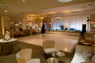 white dance floor wedding
