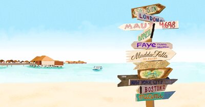 location signs pointing in different directions - tales of adventure