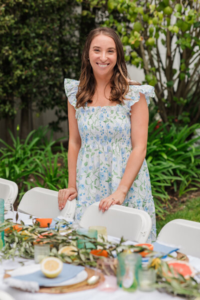 Bride-to-be smiling at Manhattan Beach bridal shower