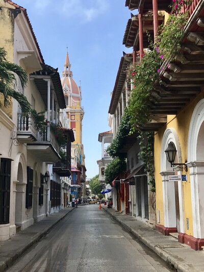 Quiet colonial street in Cartagena — South America travel category