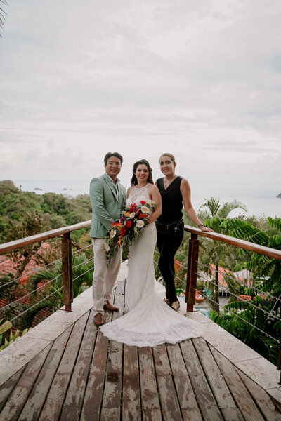 cristina salazar and wedding couple in costa rica