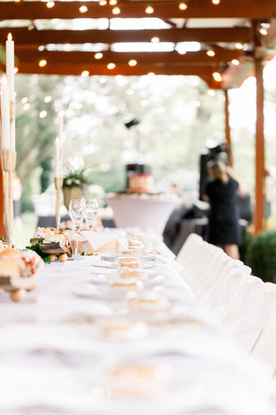 wedding tablescape at garden wedding venue