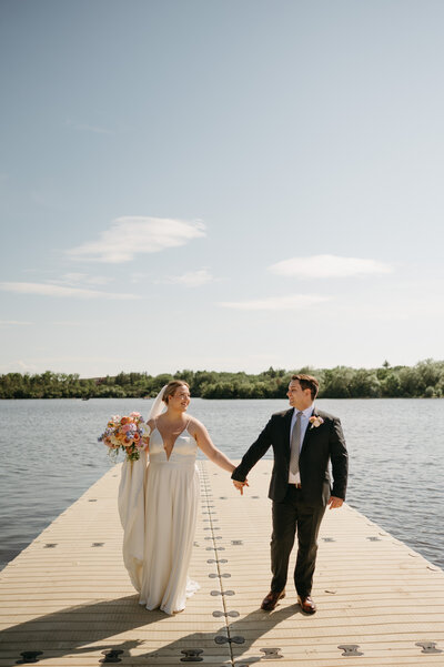 Modern Remai Rooftop wedding photos of new bride and groom