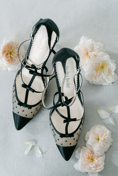 Flatlay with Bella Belle bridal heels photographed by Charlottesville Virginia Wedding Photographer Amanda Adams