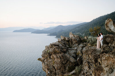 Couple vows in forest.