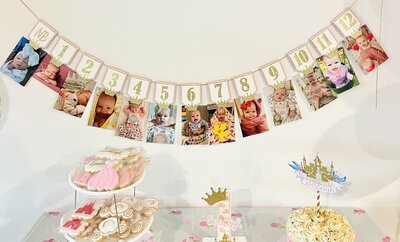 Milestone Princess themed picture banner for birthday party