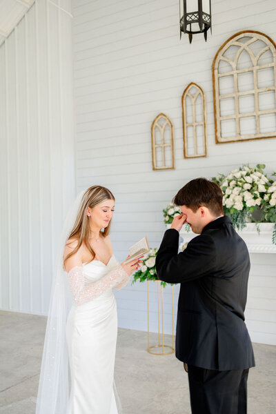 bride reading vows to groom on wedding day — Madison Abernathy Photo