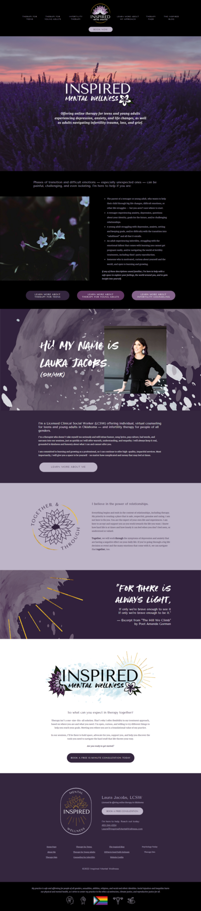 This image is a screen capture of the first page of the Inspired Mental Wellness website. It links to the portfolio page for this brand and website design project.