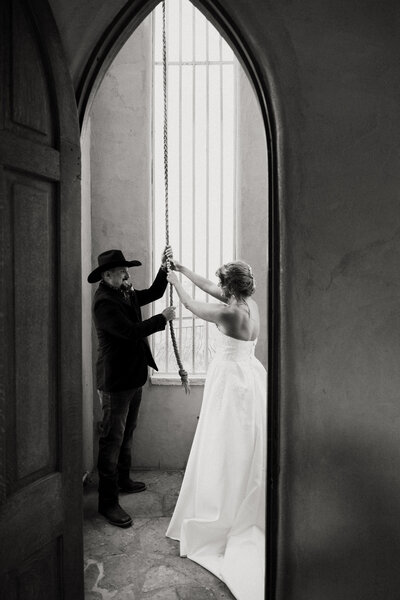 black and white image bride and mother