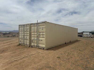 Two tan shipping containers for sale in New Mexico Gurule Shipping Containers
