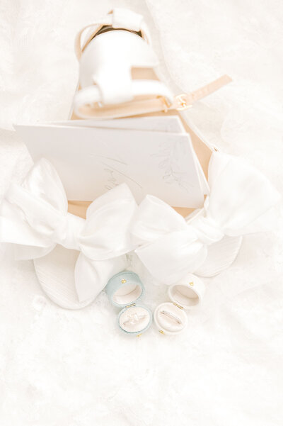 Fort Worth Wedding Photographer | DFW Photographer Rae De Lain Weddings Light and Airy | Dusty blue floral bridal heels