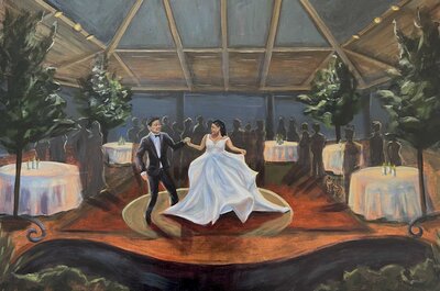 painting of a couple dancing in a ballroom