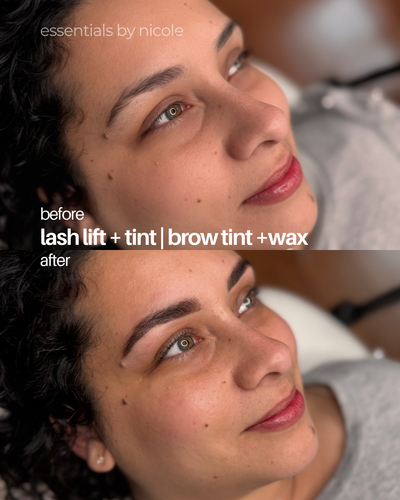Natural lash enhancement with lash lift and black tint