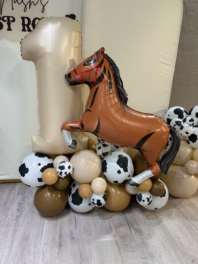 Farm Themed birthday party horse balloons in Ardmore