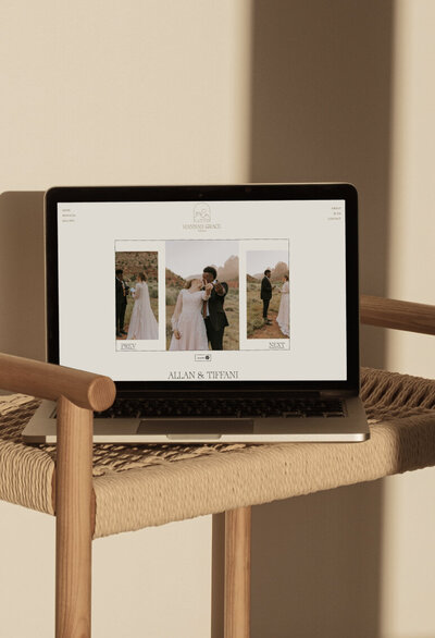 A mockup of Hannah Grace Photo's website on a computer.