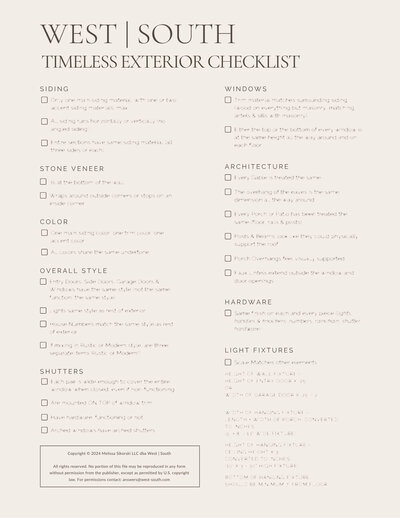 image of Timeless Exterior Checklist