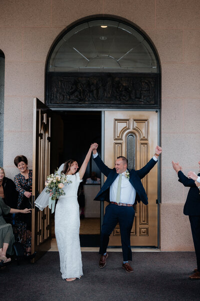 Temple Exit wedding day shot
