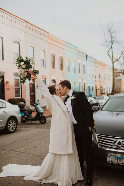 Wedding couple kisses at DC wedding-elopement-Lauren+Chris-23