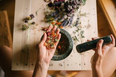Handcrafted herbal remedies, blending nature’s healing essence.