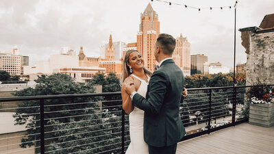 Rooftop Milwaukee Wedding with an incredible view.