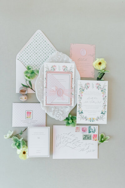 wedding details including stationary and flowers by sarasota wedding photographer