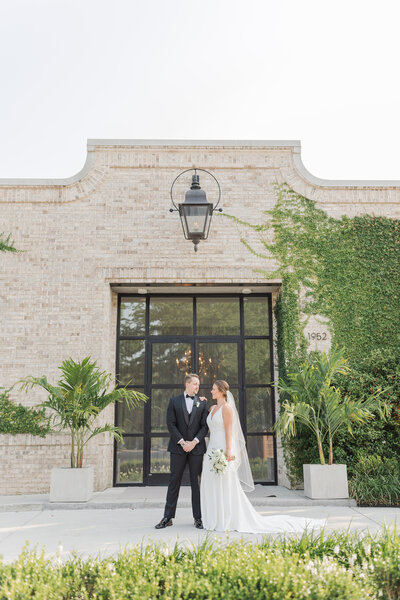 Bride and groom on a porch