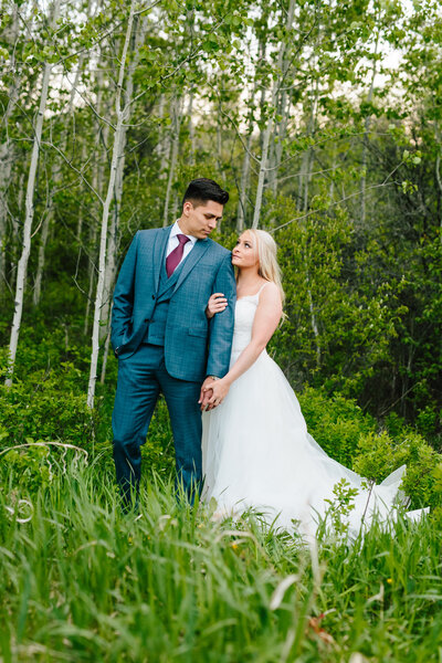 Idaho Falls couple wedding woods mountains