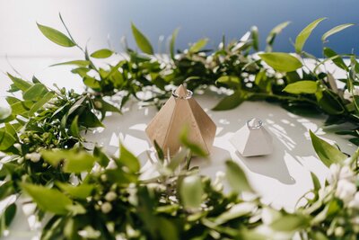 modern Minimalist for intimate wedding in santorini Greece rings