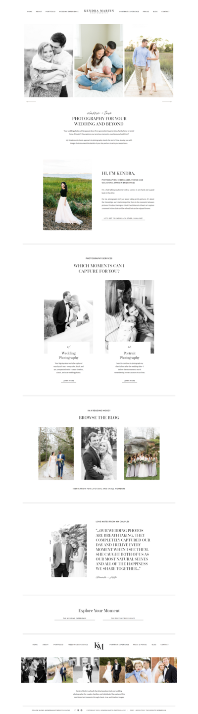 kendra martin photography website by liberty type