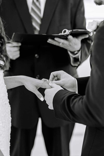 charlotte wedding photographers take photo of ring exchange