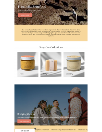 Photo of a website for an e-commerce skincare company designed by Hummingbird Media.