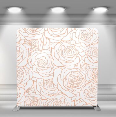 Peach rose design on custom printed backdrop