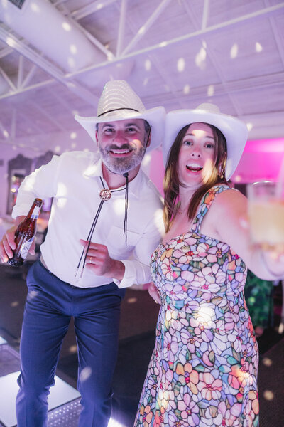 Wedding guests dancing during reception at El Chorro in Arizona.