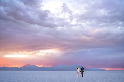 bride and groom sunset silhouette at the brigham city temple