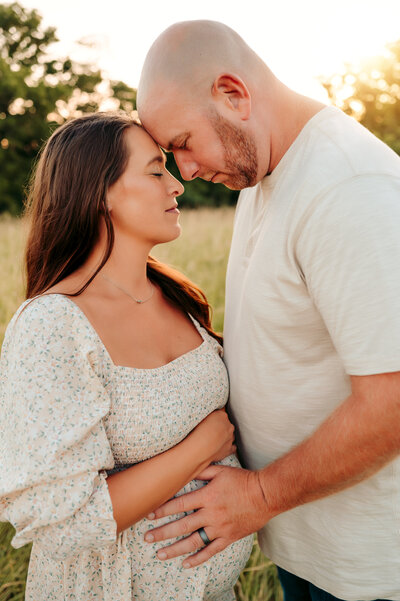 Husband and wife snuggling