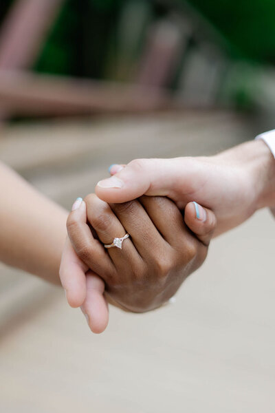 close up of engagement ring