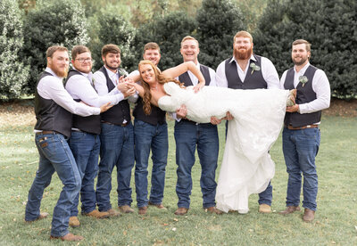 bride with groomsmen
