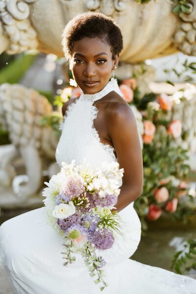 bride looking at camera
