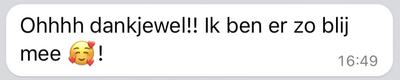 Screenshot van Whatsapp, een bericht aan fotograaf over foto's.