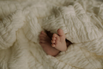 baby feet in a blanket