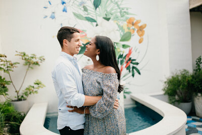 Indie couple have their portraits taken at Longwood Gardens near Kennett Square, PA.