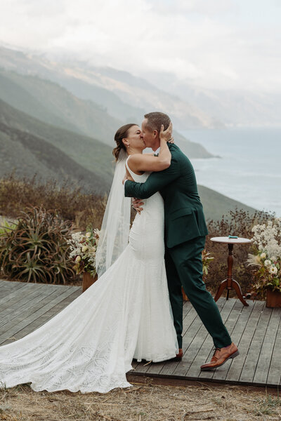 bride and groom pouring champagne