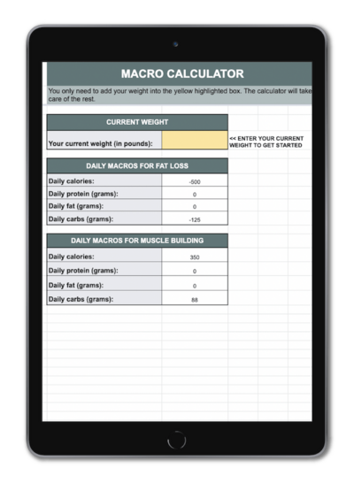 Macronutrient calculator for personal training and nutrition