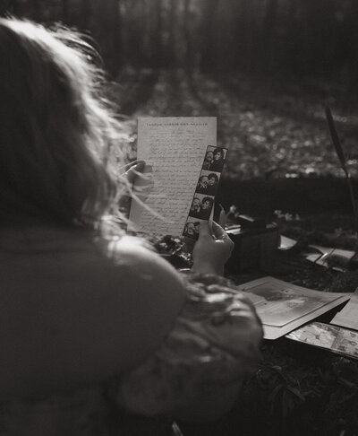 headshots of elopement photographer going through photos