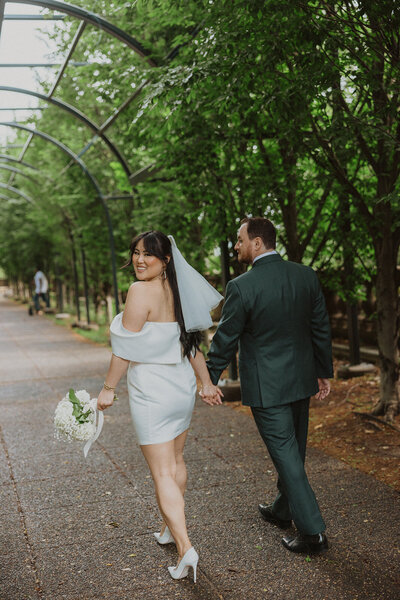 Bride and Groom pose in Meridian Park in Washington DC