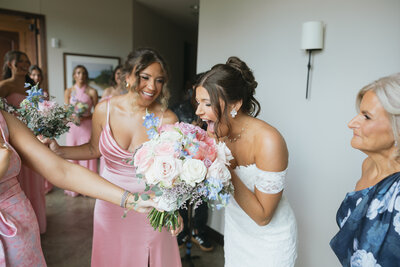 Bride with florals in Waco Wedding