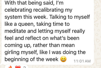 testimonial screenshot of mastermind coaching program