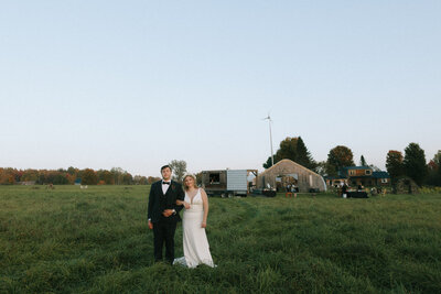 bride and groom photo at greenhouse venue in Vermont