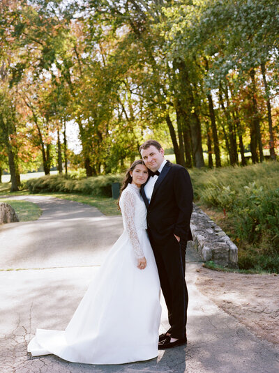 Outdoor wedding ceremony at private estate in Litchfield County