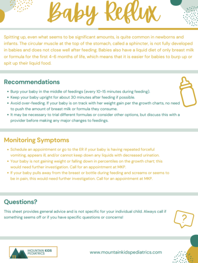 Picture of Printable Baby Reflux Handout PDF